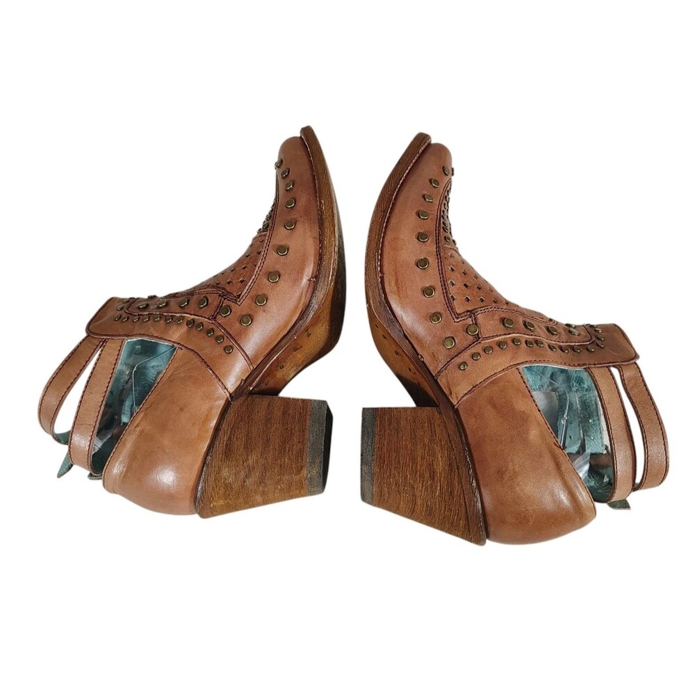 Corral Womens Studded Leather Western Ankle Boots Brown Cowgirl Booties Size 8 - Picture 4 of 8